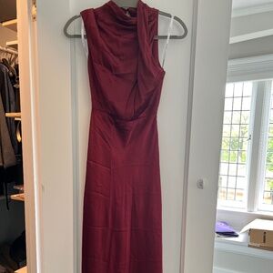 NWOT Burgundy satin high-neck dress